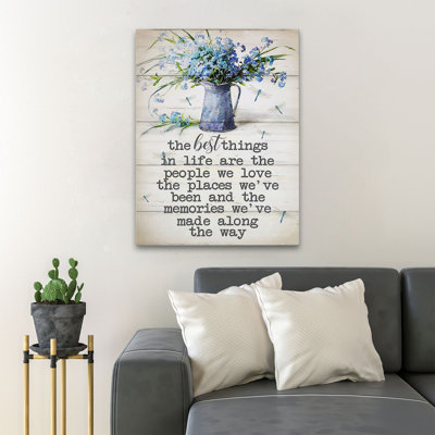 «Flower Best Vase - The Best Things In Life Are The People We Love», reproduction d'art graphique sur toile tendue 1 pièce