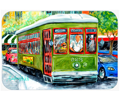 Caroline's Treasures Streetcar Glass Cutting Board