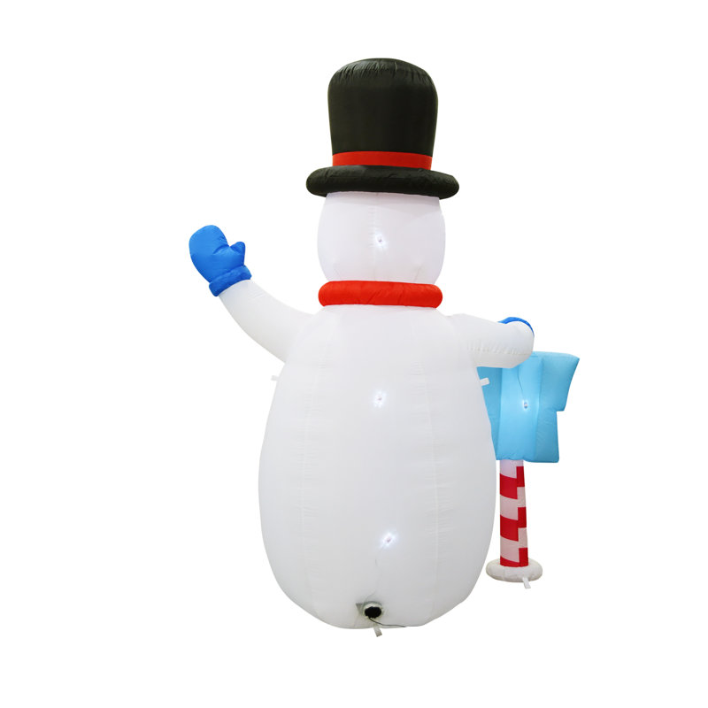 Bonhomme de neige avec panneau gonflable