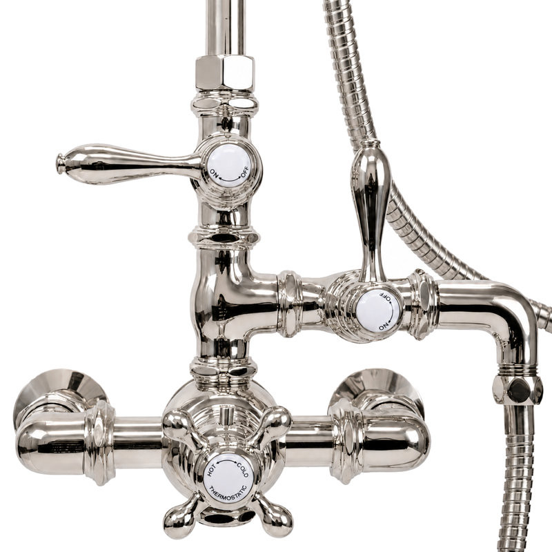 Douche thermostatique exposée et à main, Nickel poli