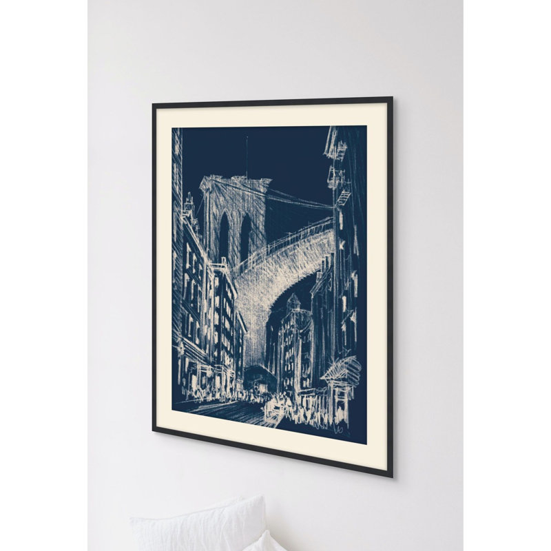 Under Brooklyn Bridge Blue 1 Print, 48.5" H x 38.5" W
