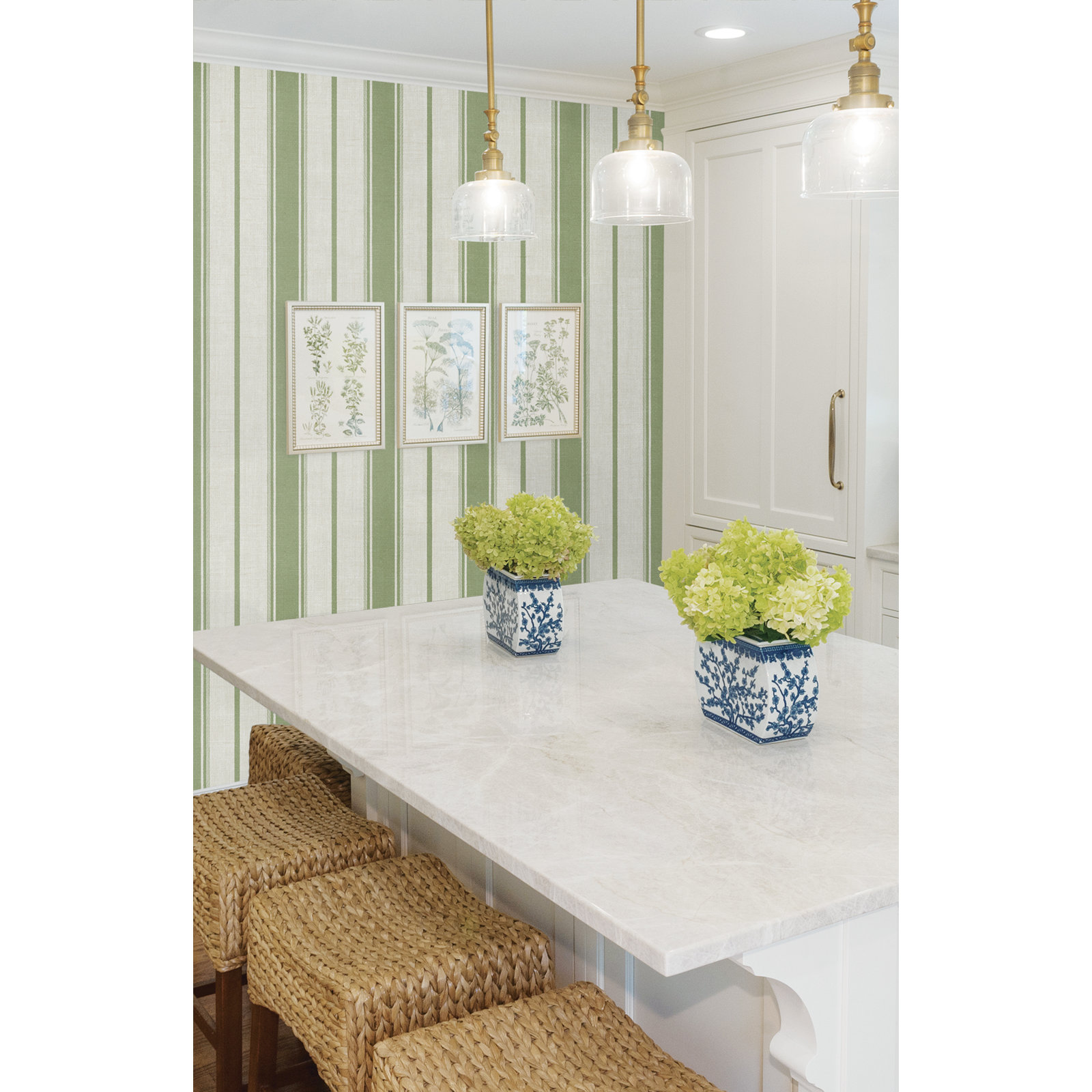 Leota Striped Wallpaper, Pomme