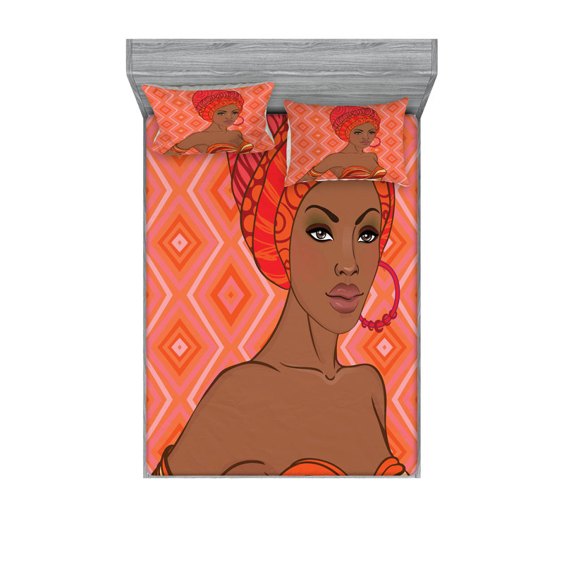 Drap-housse et coussin décoratif Ambesonne Ambre, terre d'ombre écarlate, Ensemble de draps pour très grand lit californien