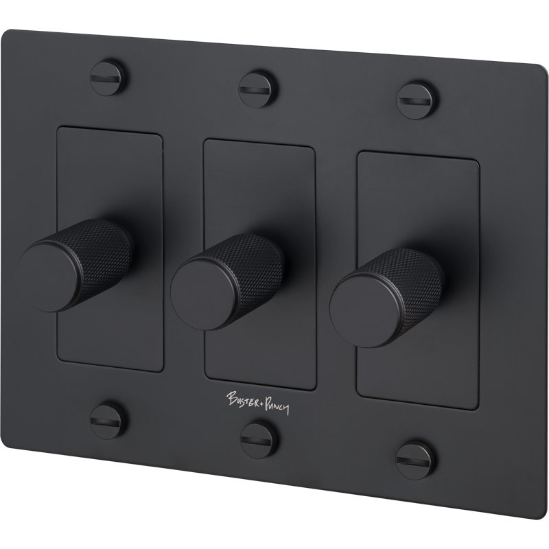 1G Dimmer / Logo, Black, 3 Gang