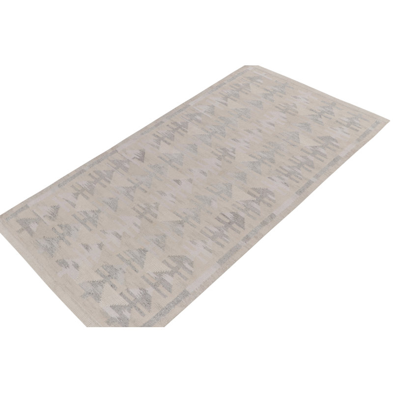 Scandinavian Kilim Wool Geometric Area Rug, Rectangle 8' x 10'