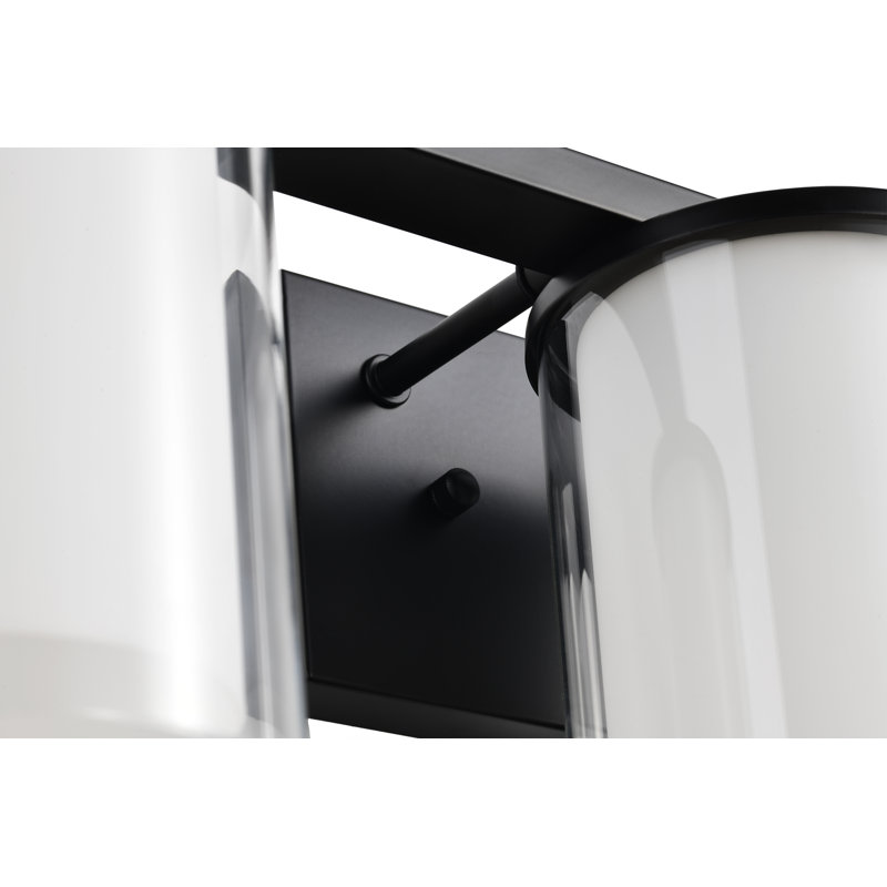 Éclairage pour meuble-lavabo moderne 3 lumières en nickel brossé avec abat-jour double en verre transparent et verre blanc