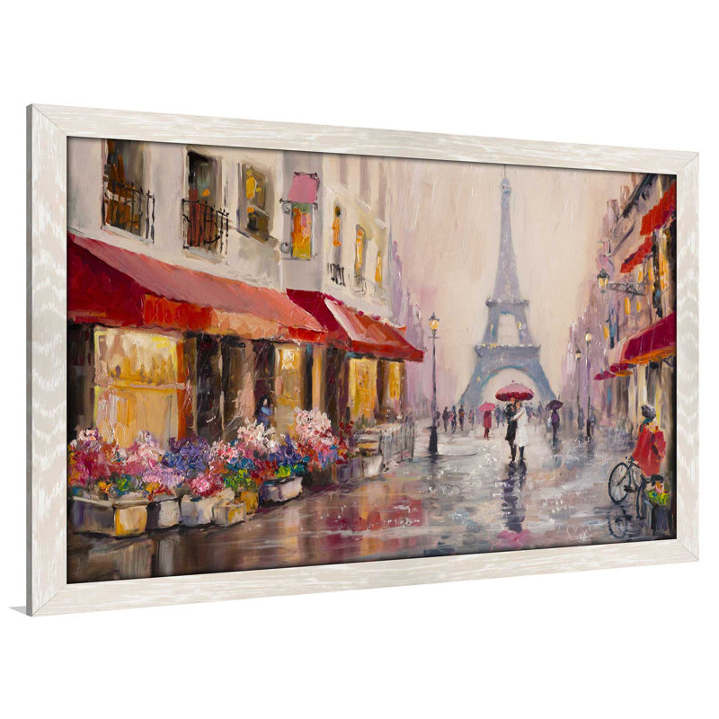 «Paris France», reproduction encadrée, H 21,5 po x l 27,5 po x P 0,75 po, Cadre crème délavé