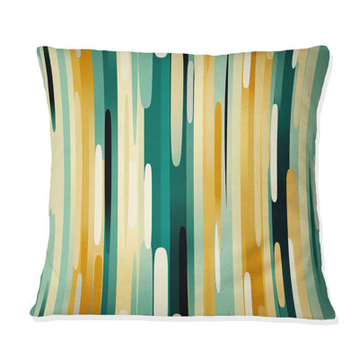 Coussin décoratif rayé vert et jaune Jungle
