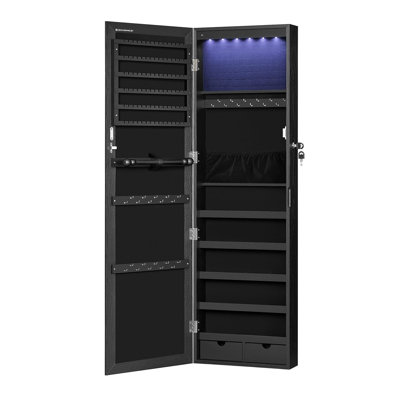 Modern Jewelry Armoire, 47.2" Tall, Large Storage, Wall/Door-Mounted