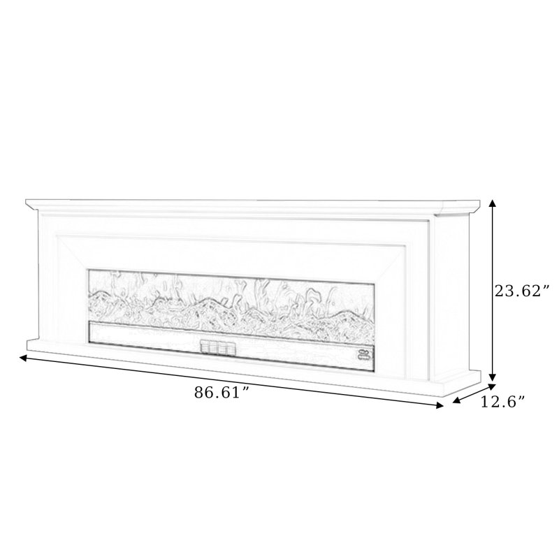 White Solid Wood TV Cabinet Heating Fireplace