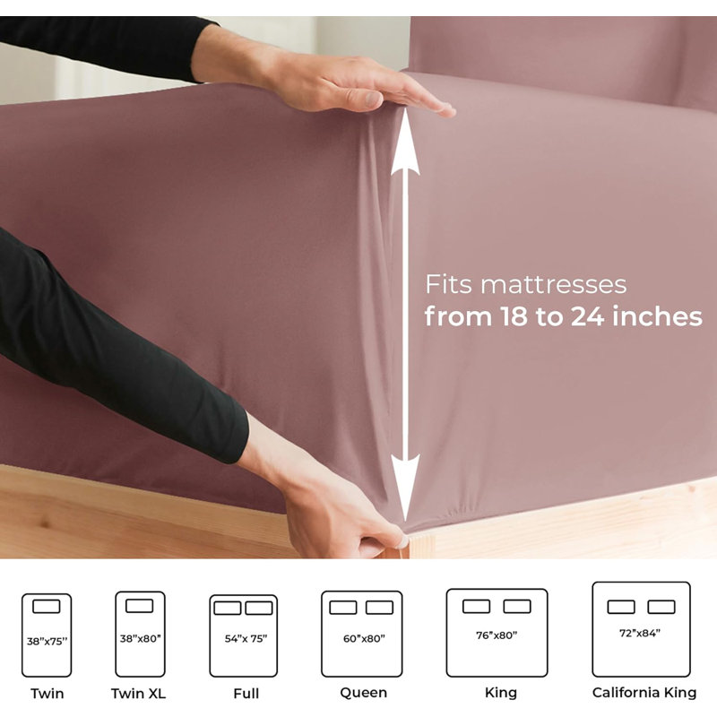 Extra Deep Pocket Sheet Set, Cooling & Breathable Bed Sheets, Soft Hotel Luxury Bedding, Fits 18–24 Inch Mattress, Mauve