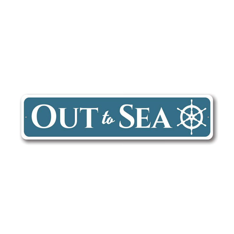 Enseigne en aluminium Out to Sea Boathouse, H 4 po x l 18 po x P 0,04 po