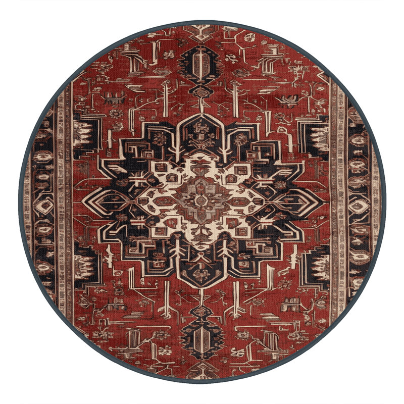 Machine Washable Persian Brown Area Rug, Round 3'
