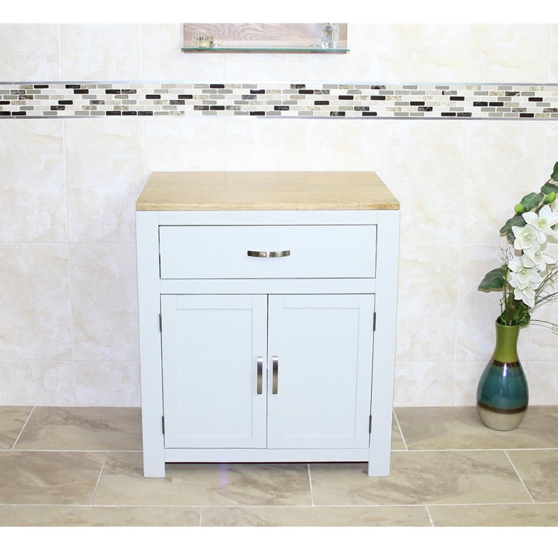 Ximena Solid Wood Bathroom Cabinet, Grey