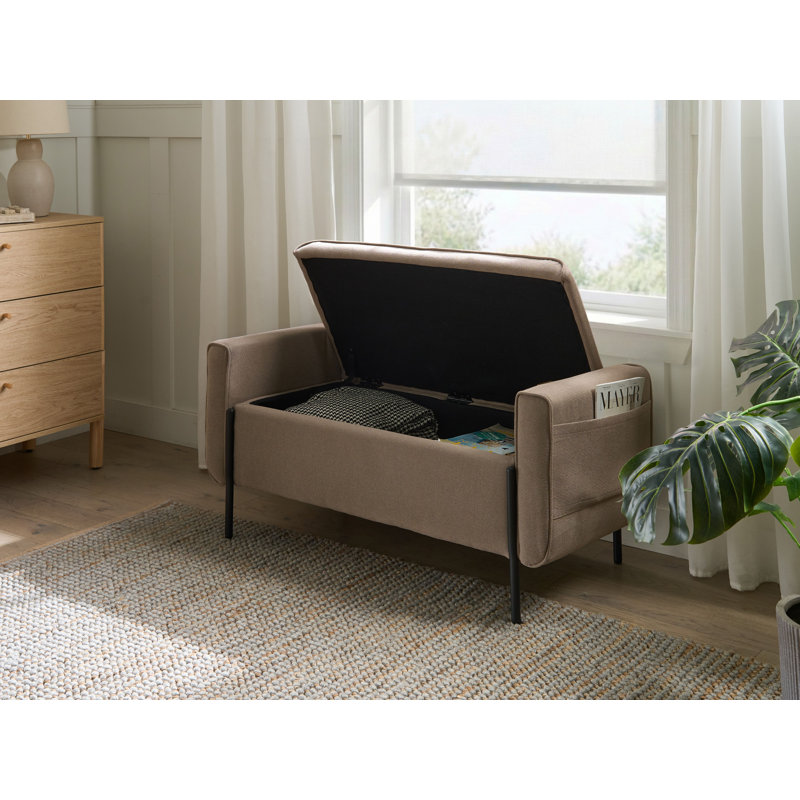 Fabric Upholstered Bench, Beige