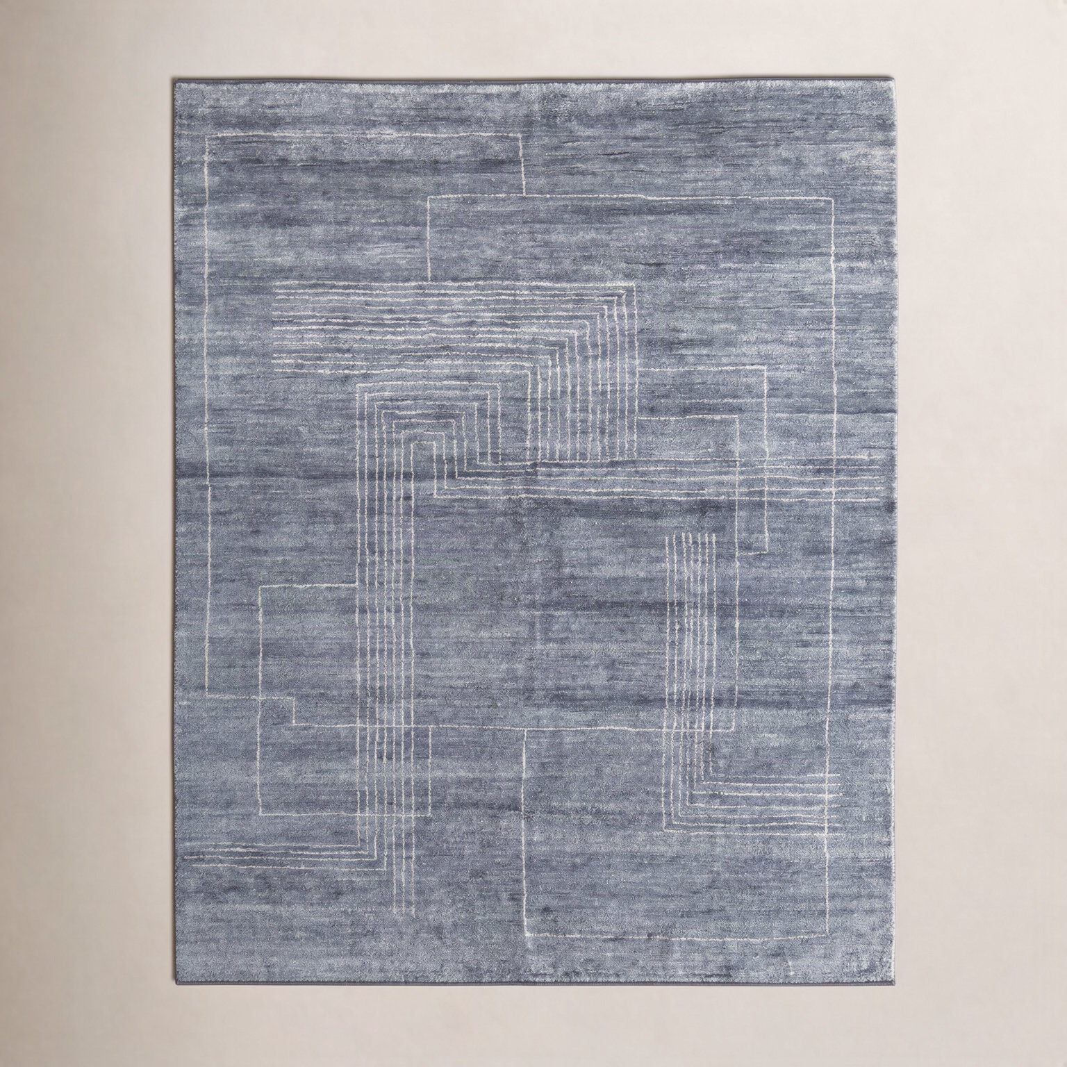 Monaco Gray Hand-Knotted Abstract Rug, Rectangle 2' x 3'