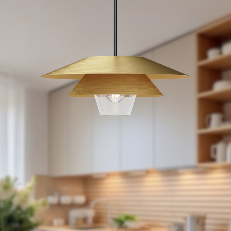 Davant 1 - Light Cone Pendant, Brushed Gold, 7.75" H x 19.5" W x 19.5" D