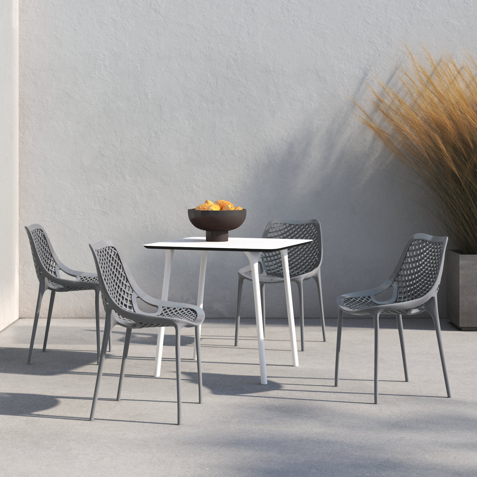 Farrah 31" Patio Dining Set, White/Dark Gray