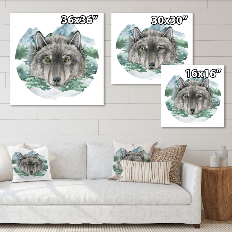Portrait d'un loup II - impression d'art mural sur toile de campagne, H 30 po x l 30 po x P 1 po, Toile tendue