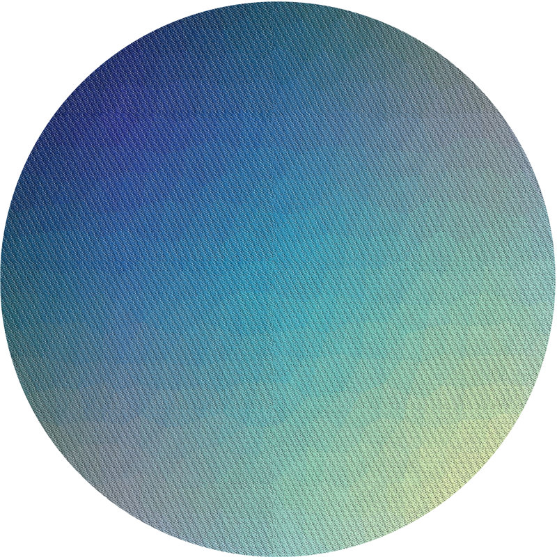 Tapis bleu/jaune à motifs, Rond 7 pi