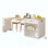 Kitchen Island With Extendable Dining Table For 4-6 Person,Two-Tone Kitchen Table With Double-Sized Storage, Power Outlet, Kitchen Island With Storage 2 Drawers 2 Side Open Shelves