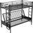 Multi - Function Black Twin Over Full Metal Bunk Bed, Futon Conversion, Features, Quality Steel Frame Function, Black, Easy Setup
