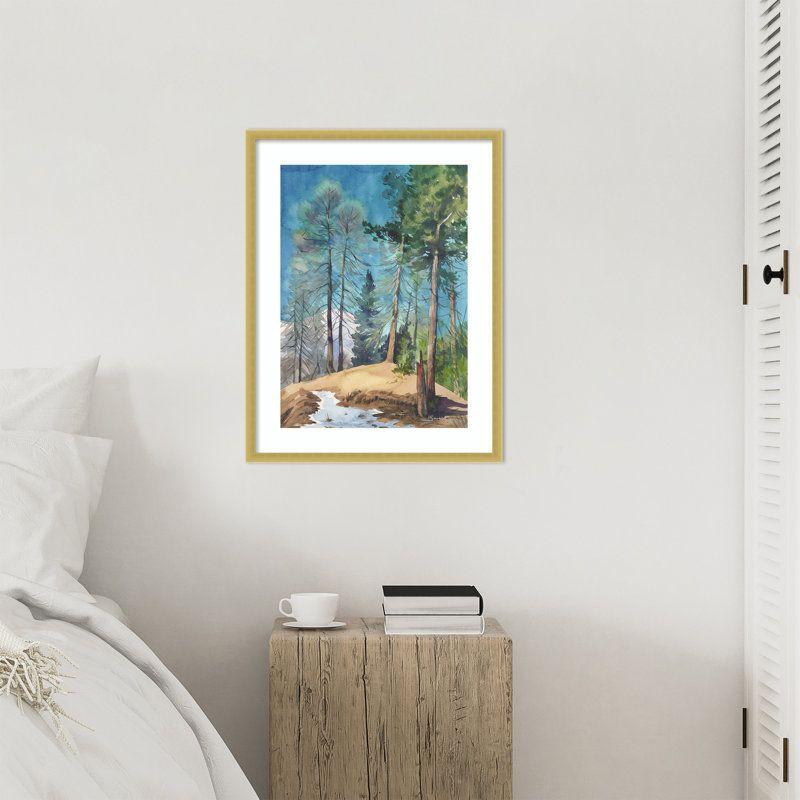 «Watercolor Landscape 20» par Samira Yanushkova, reproduction d'art encadrée sur bois, H 25 po x l 20 po