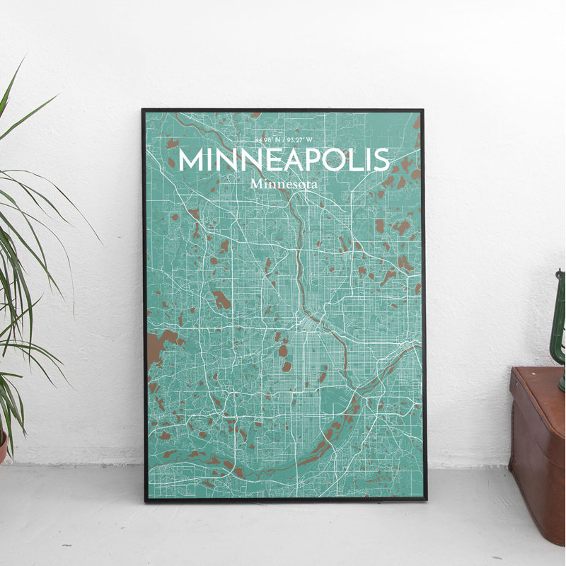 Minneapolis City Map 1 Piece Wall Art, 91.4cm H x 61cm W x 0.13cm D x 0.13 cm D