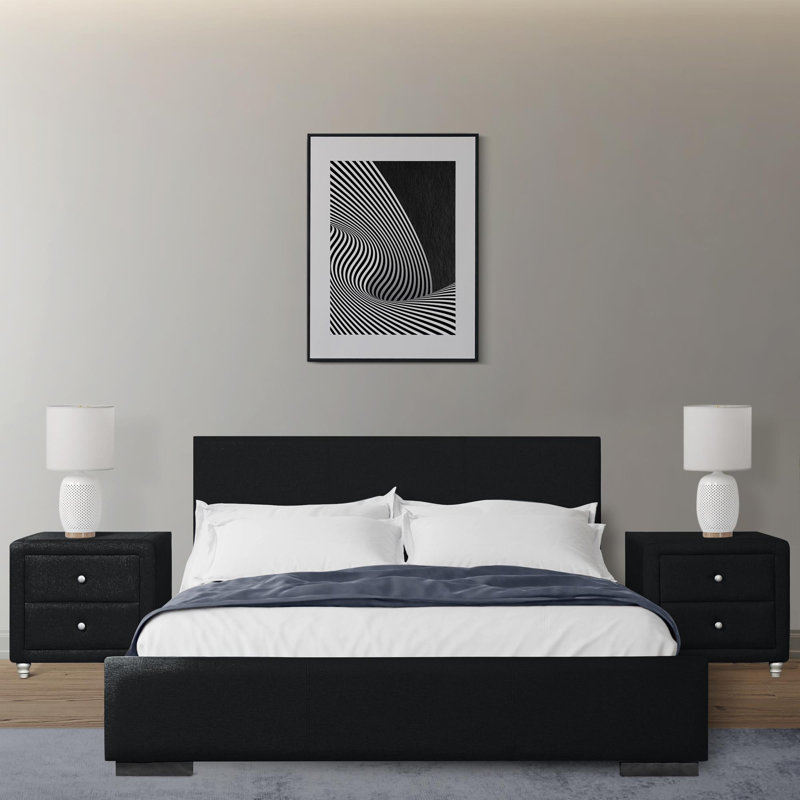 Lit plateforme tapissier Dumfries (Abbey), Très grand, Polyester gris