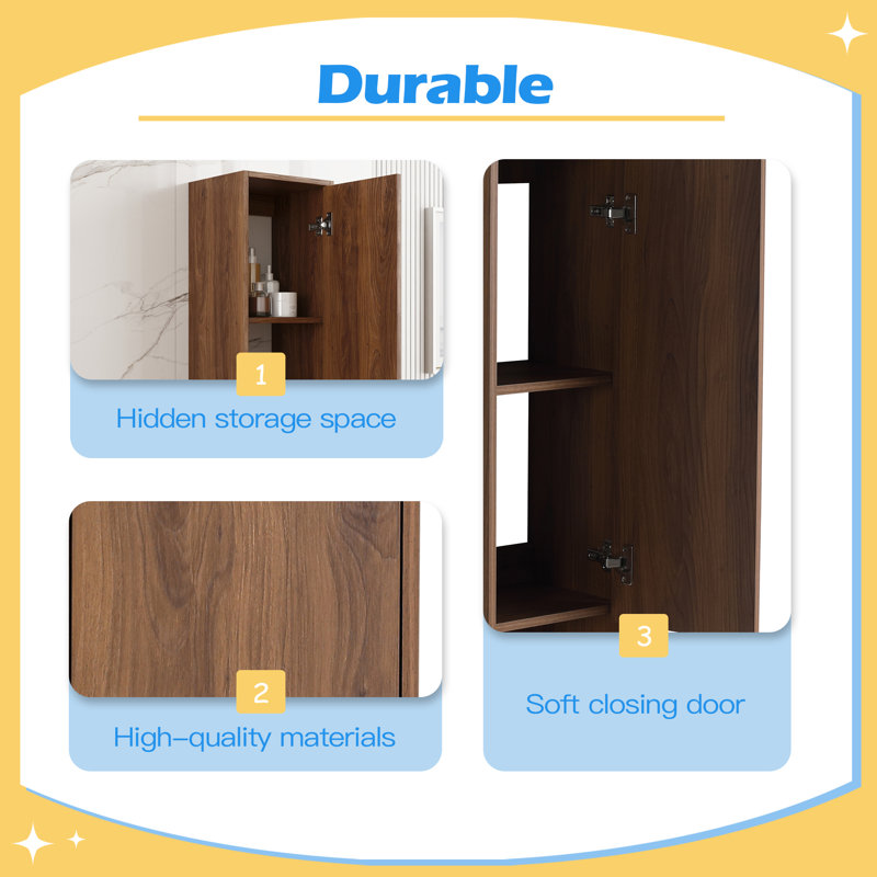 Petite armoire murale de 12 pouces, porte à fermeture douce, convenant à une petite salle de bain, bureau, salle de rangement (KD-Packing)