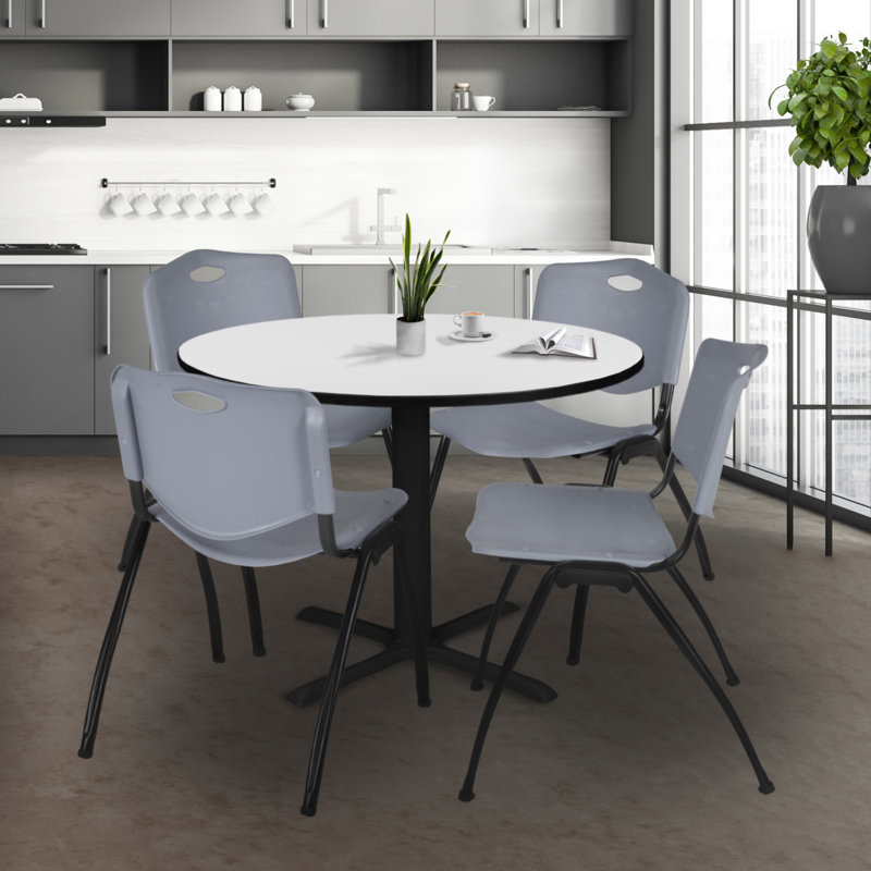 Table de salle à manger Regency Cain, H 29 po x L 42 po x P 42 po, Blanc / gris