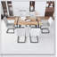 Ensemble de table de salle à manger rectangulaire avec plateau en bois aggloméré et pieds en métal noir, 6 pièces-917581634-917581635
