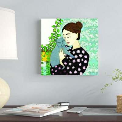 " Cat And Lady " Painting Print