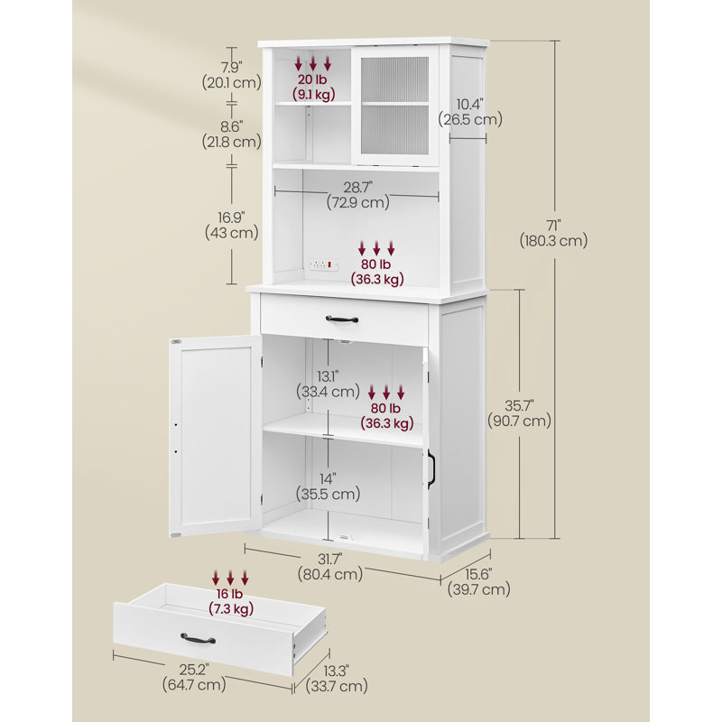Garde-manger de 71 po Catisha, Blanc nuage