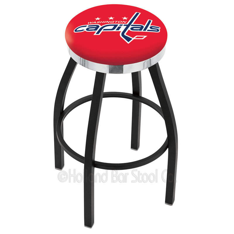 NHL 30" Swivel Bar Stool with Cushion, Ride noire, Chrome, Capitales de Washington