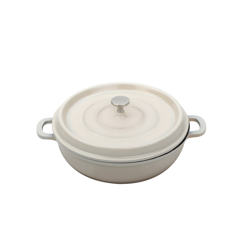 GET Braisière ronde antiadhésive en aluminium coulé avec couvercle, Blanc, 3 pintes