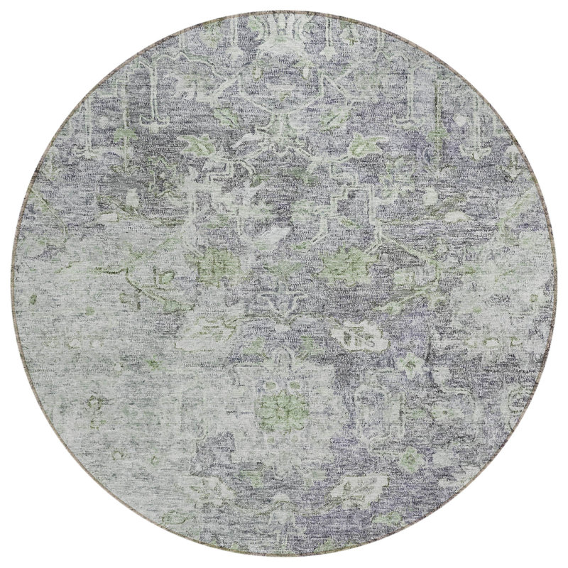 Tapis rond lavable intérieur / extérieur vert olive 8 pi