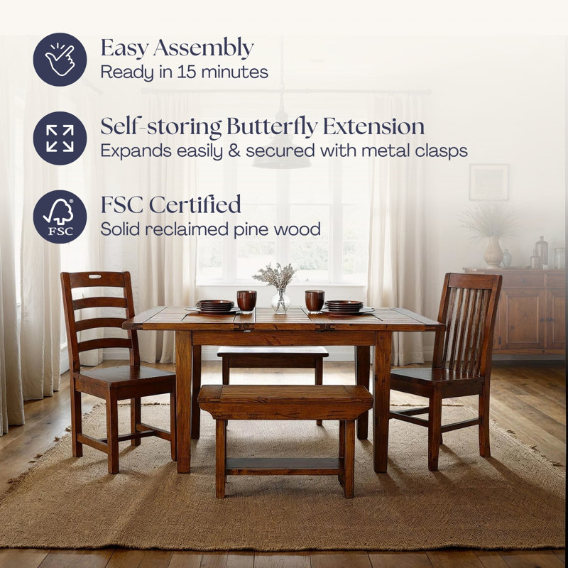 Centerville Extendable Pine Solid Wood Dining Table