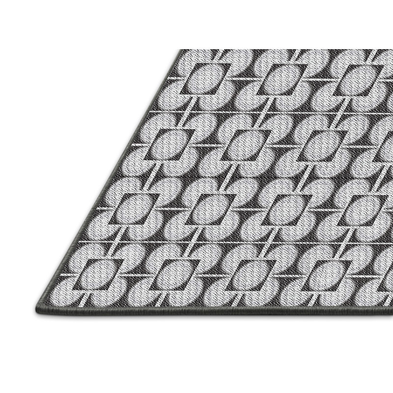 Tapis noir/blanc cassé tissé à la machine, Rectangle 8 pi x 12 pi