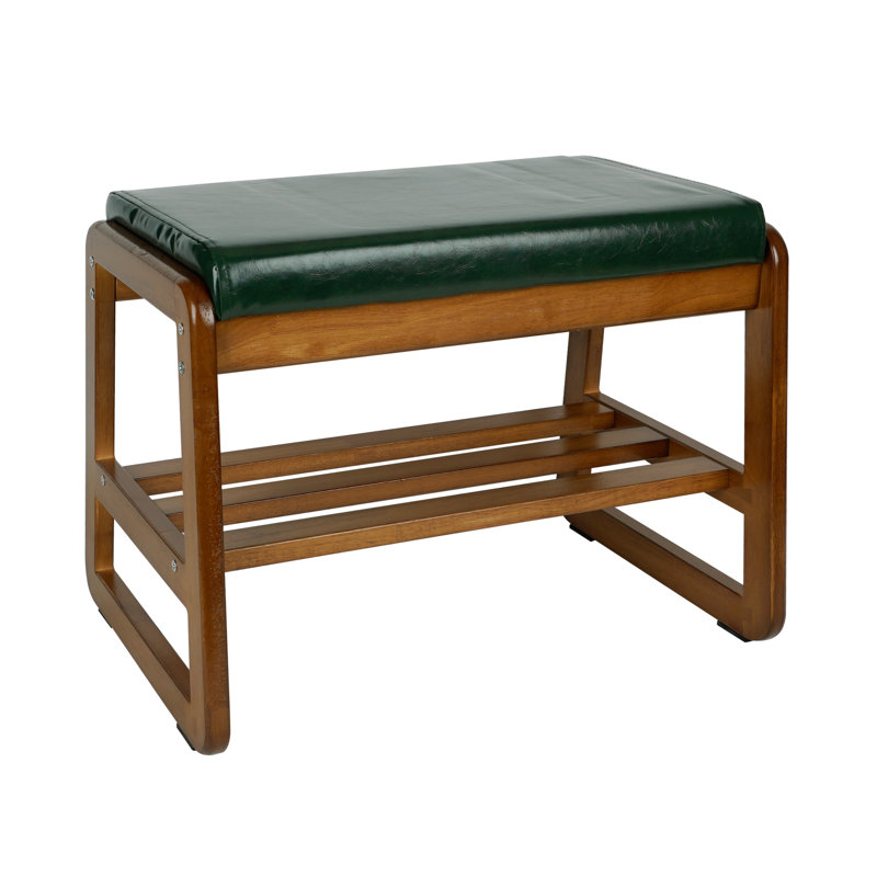 Banc de rangement en similicuir, Vert, H 16,54 po x l 21,65 po x P 14,17 po
