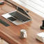 Bureau rectangulaire en bois massif noisette + noir + argent + acier inoxydable-1256240411-1256240410