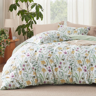 Bedsure Duvet Cover King Size - Reversible Floral Patterned Duvet Cover Set with Zipper Closure, 3 Pieces Bedding Set 