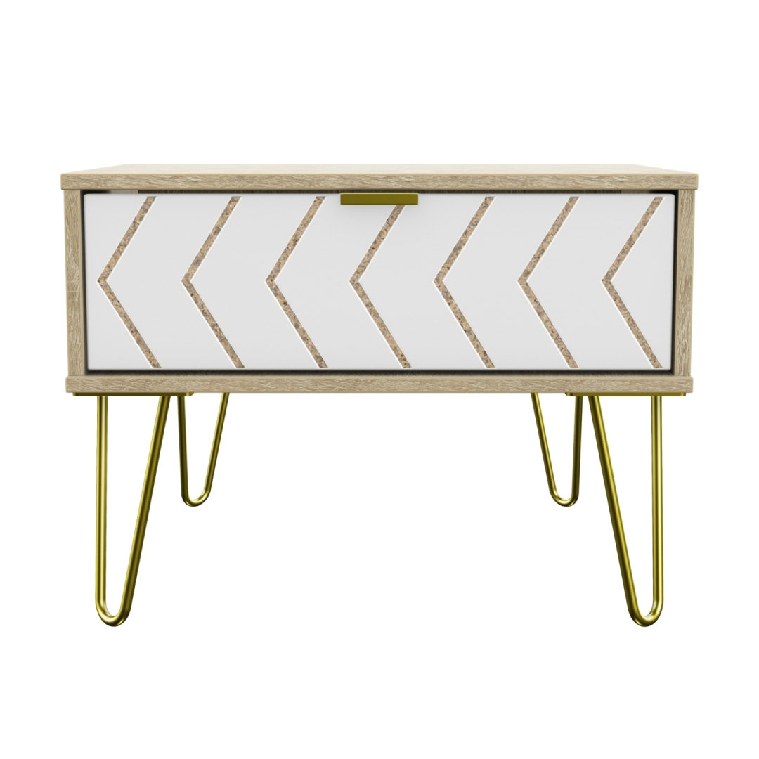 Fully Assembled Jigsaw - Gold Hairpin (F) 1 Drawer Side Table