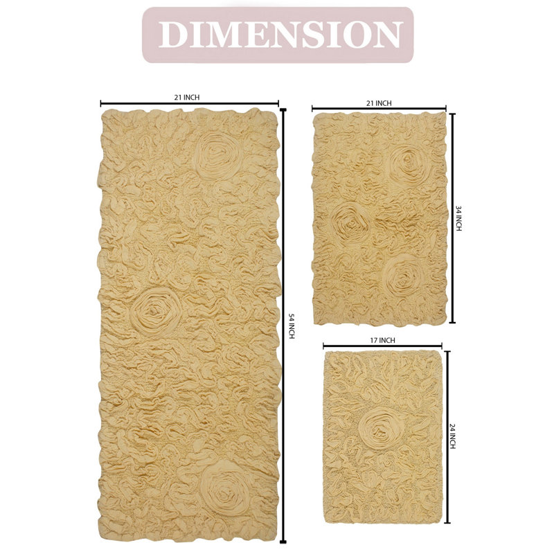 Tapis de bain Pothier (ensemble de 3), Jaune