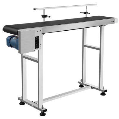 Belt Conveyor 59 x 7.8 inch Conveyor Table Heavy Duty Stainless Steel Motorized Belt Conveyor for Inkjet Coding Applications Powered Rubber PVC Belt Anti Static (One Guardrail)