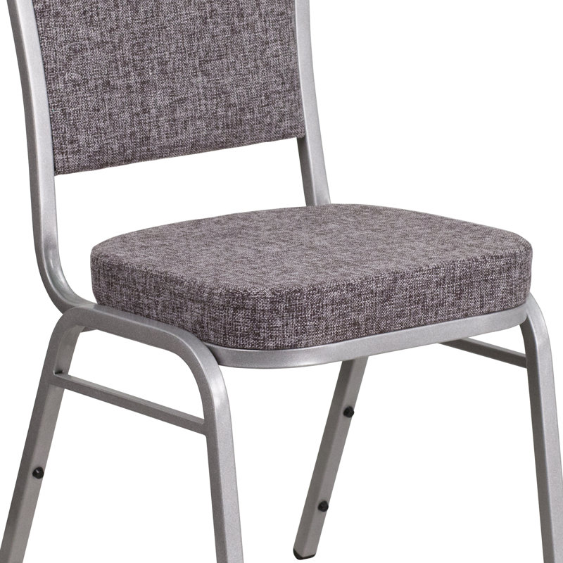 Chaise de banquet empilable Oliverson, Cadre argenté, Tissu à chevrons, 4