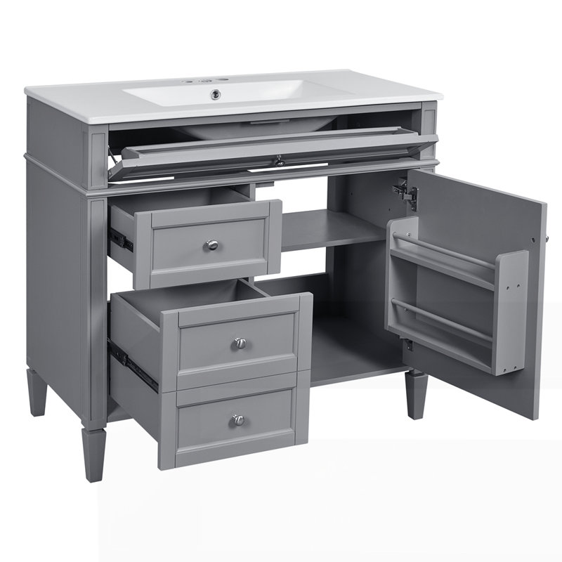 Modern Bathroom Storage Cabinet with 2 Drawers and a Tip-out Drawer