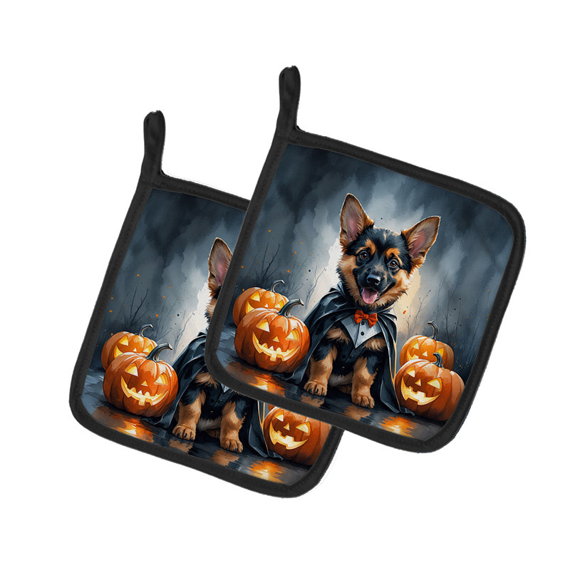 Paire de porte-pots d'Halloween berger allemand