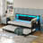 Merrylee Daybed with Pop Up Trundle,Metal Twin Daybed with Charging Station and LED Lights,Guest Bed with Storage for Adults