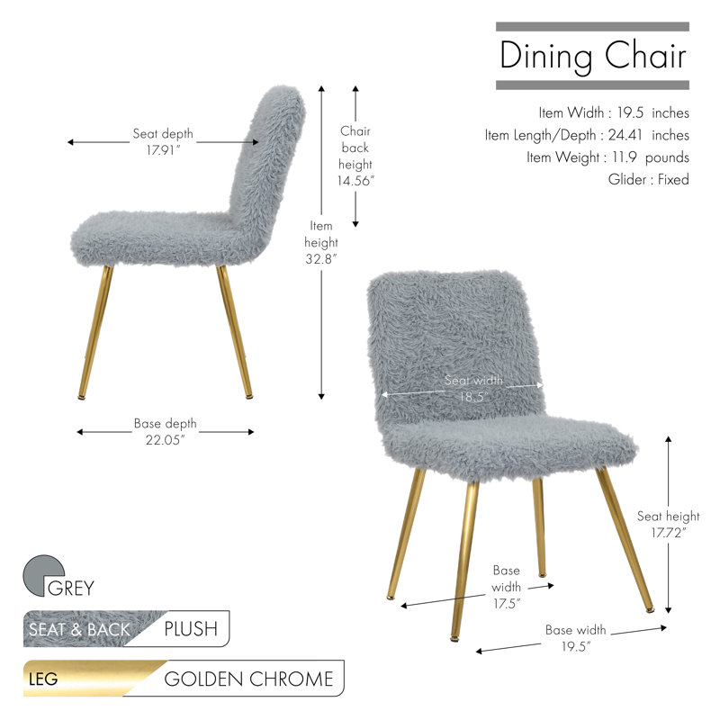 Plush Upholstered Dining Chair, Grey